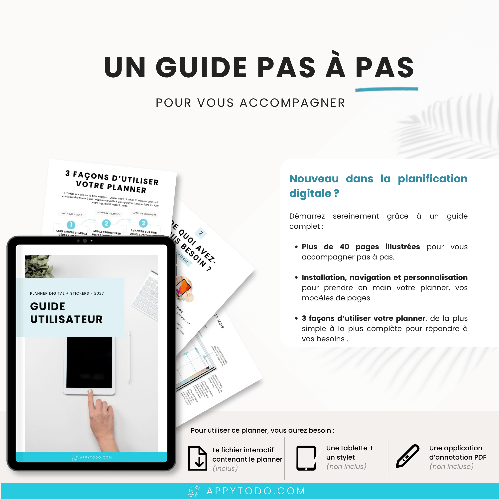 Planner digital 2027 avec guide utilisateur pour débutant